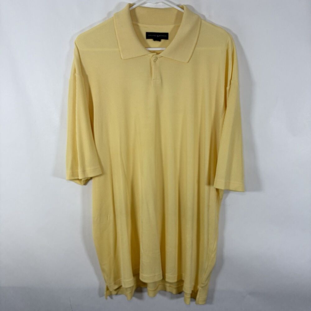 Jhane Barnes Polo Shirt Mens Size XL Yellow Silk Nylon Blend Short Sleeve
